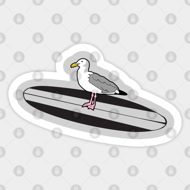 Surfing seagull Sticker by Stitch & Stride